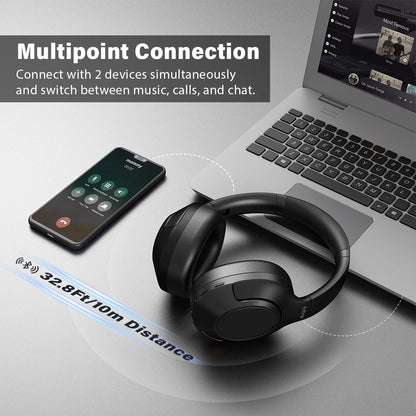 Bluetooth Wireless Headset, Noise Canceling Headphones with Transparency Mode, Deep Bass, Clear Calls, 65H Playtime -X3