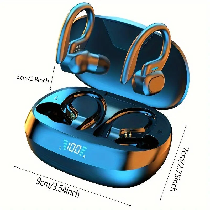 Black/Red 2-Color Wireless Electronic Earphones, Sport Ear Hook Headsets with Bluetooth Call In-Ear Audio, Wireless Headset Audio for Sports