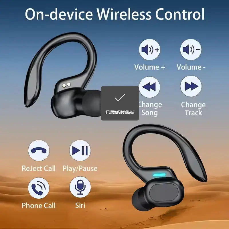 Black/Red 2-Color Wireless Electronic Earphones, Sport Ear Hook Headsets with Bluetooth Call In-Ear Audio, Wireless Headset Audio for Sports