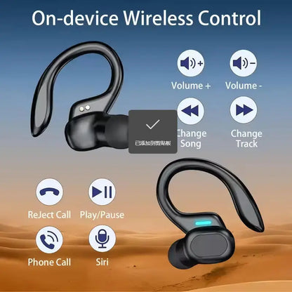 Black/Red 2-Color Wireless Electronic Earphones, Sport Ear Hook Headsets with Bluetooth Call In-Ear Audio, Wireless Headset Audio for Sports
