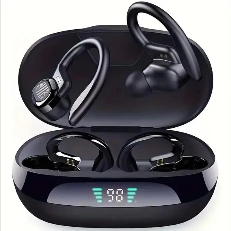 Black/Red 2-Color Wireless Electronic Earphones, Sport Ear Hook Headsets with Bluetooth Call In-Ear Audio, Wireless Headset Audio for Sports