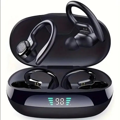 Black/Red 2-Color Wireless Electronic Earphones, Sport Ear Hook Headsets with Bluetooth Call In-Ear Audio, Wireless Headset Audio for Sports