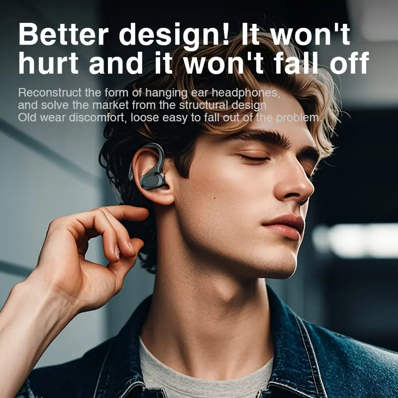 Black/Red 2-Color Wireless Electronic Earphones, Sport Ear Hook Headsets with Bluetooth Call In-Ear Audio, Wireless Headset Audio for Sports
